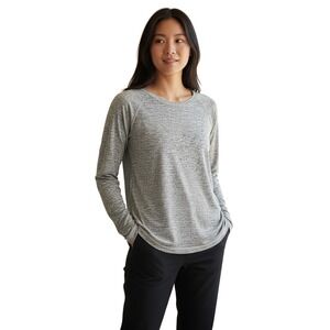 Athleta Women Gray Marled Long‎ Sleeve Workout Top Thumbholes Size S